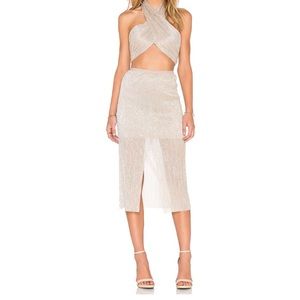 Bec & Bridge Metallic Gold Dust Midi Skirt US 4